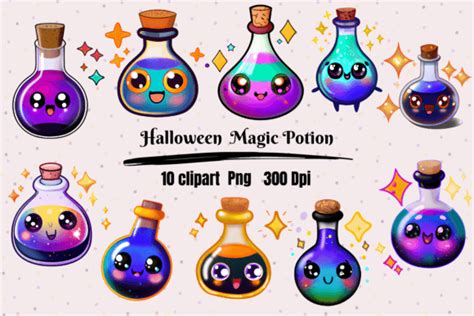 Halloween Kawaii Magic Potion Clipart Afbeelding Door Hamees Store