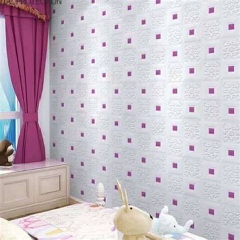 Jual Wallpaper Foam Premium 3D Permukaan Timbul Motif Batik Kotak Titik