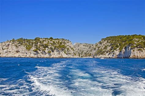 Boat Trail in the Calanques of Cassis, France. Stock Photo - Image of ...