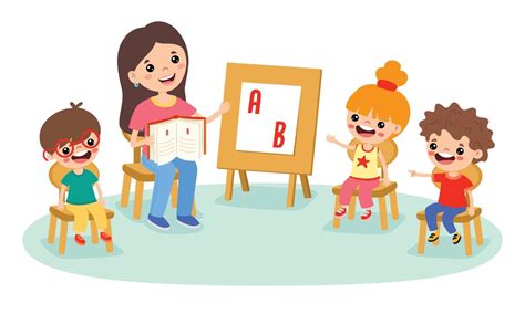 Dibujos Animados Profesor Y Colegio Niños 22509851 Vector En Vecteezy