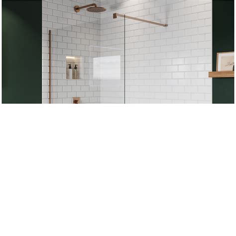 700mm Bronze Frameless Wet Room Shower Screen With Wall Support Bar