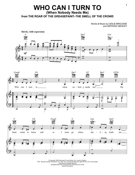 Leslie Bricusse Who Can I Turn To Sheet Music Pdf Notes Chords Jazz Score Piano Vocal