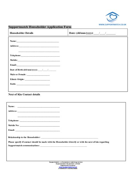 Fillable Online Supportmatch Co Sm Hh Application Form Doc