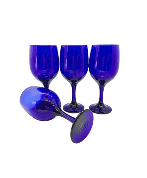 Libbey Glass Company Premiere Cobalt Blue Wine Glassesgoblets Tulip