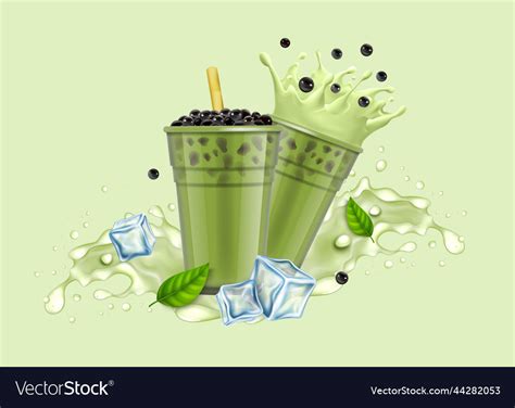 Matcha Bubble Green Tea Ads Banner Concept Poster Vector Image