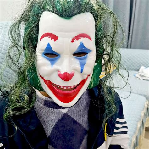 Clown Joker Mask With Green Hair Wig Cosplay Joaquin Phoenix Party