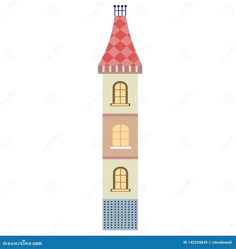 Tall House Flat Illustration Stock Vector Illustration Of Vintage