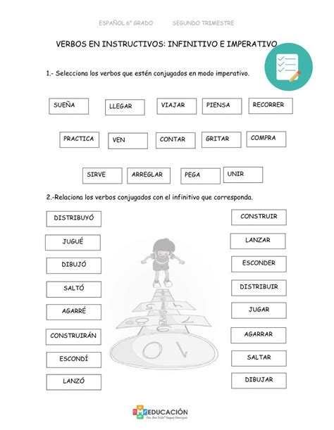 Vervos Infinitivo E Imperativo Worksheet Map Grado School