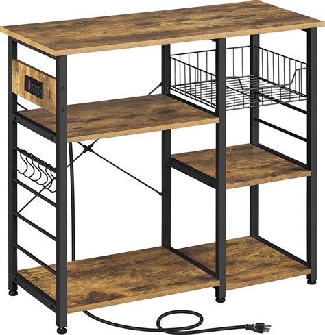 Amazon Yaheetech Kitchen Bakers Rack With Power Outlet And Wire