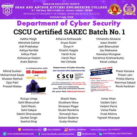 Cscu Certification Sakec Cyber Security Department