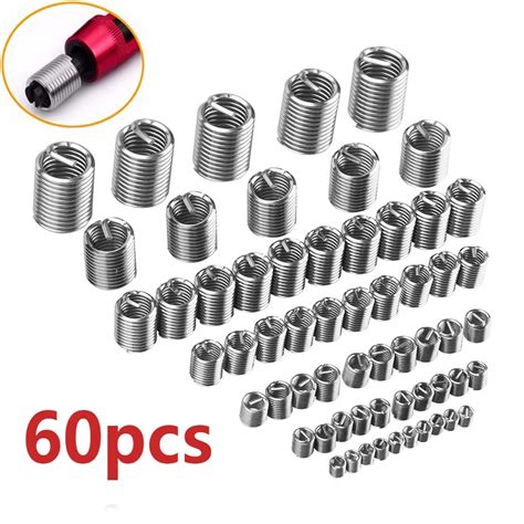 60Pcs Fastening Thread Insert Set M3 M4 M5 M6 M8 M10 M12 Stainless