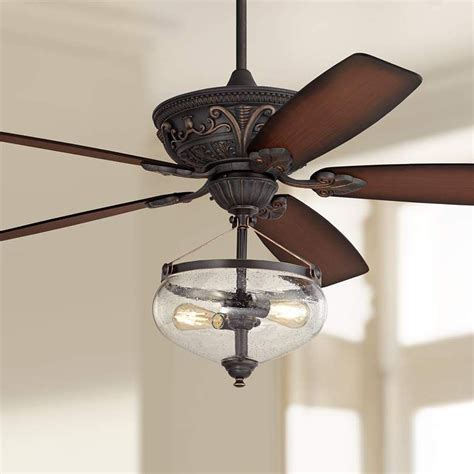 60 Casa Montego Shaded Teak And Led Seedy Glass Ceiling Fan 69y73