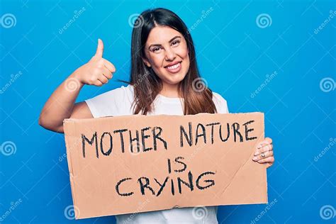 Young Woman Asking For Environment Care Holding Banner With Mother