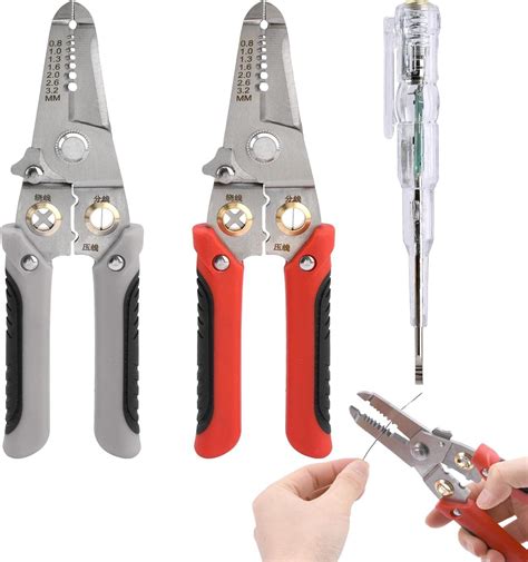 Divono 3 Pack Multifunction Wire Plier Tool With Tester Pen Wire Stripper Set Special Crimping