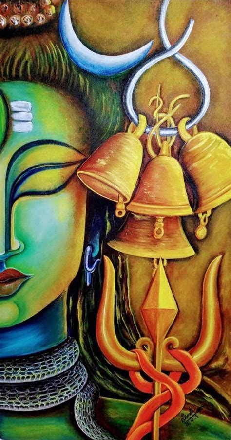 Lord Shiva Omkara Oil Painting Handpainted On Canvas Without Etsy