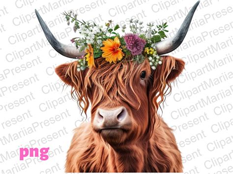 Highland Kuh Png Kuh png Kuh mit Blumen Highland Kuh Etsy Österreich