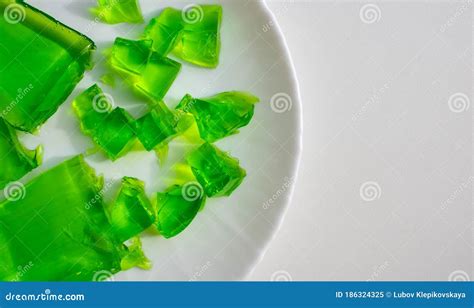 Delicious Green Jelly Cube On White Background Stock Image Image Of