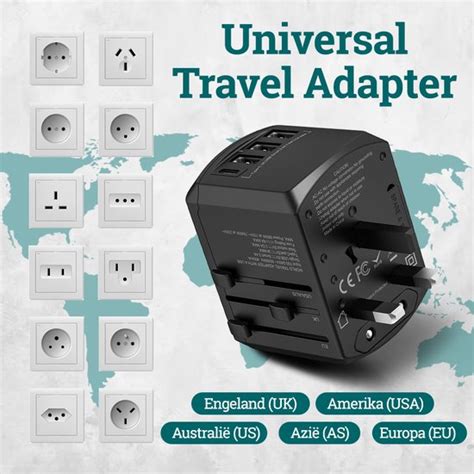 Spoused Universele Wereldstekker Internationale Reisstekker USB C