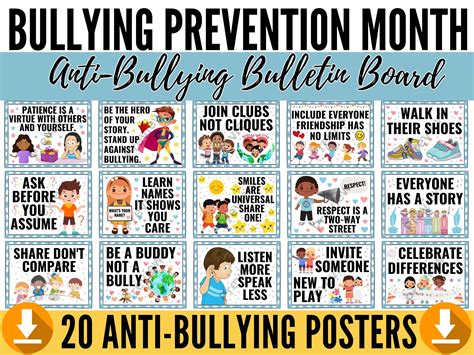 National Bullying Prevention Month Bulletin Board Set 20 Anti Bullying