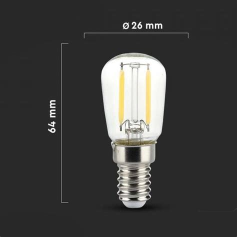 V Tac Lampadina Led E14 2w Filamento Bianco Caldo Tubolare