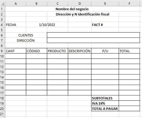 C Mo Hacer Una Factura En Excel