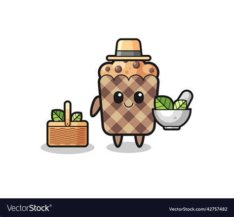 Muffin Herbalist Cute Cartoon Royalty Free Vector Image