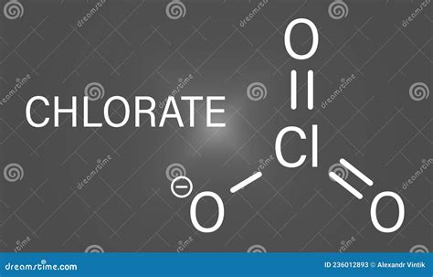 Chlorate Anion, Chemical Structure. Skeletal Formula. Cartoon Vector ...