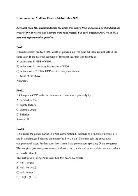 Macroeconomics Final Exam Questions And Answers Intermediate