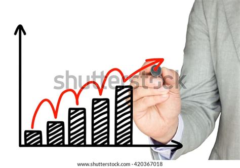 Businessman Drawing Bar Charts Black Success Stock Photo