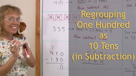 Regrouping One Hundred As 10 Tens In Subtraction 2nd Grade Math Youtube