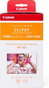 Canon RP 108 Color Ink And Paper Pack Postcard Size 6x4in 148x100mm