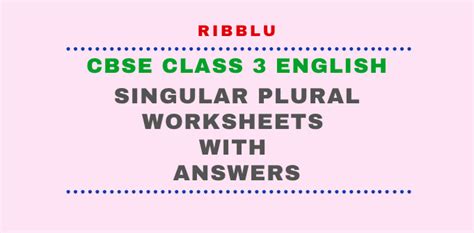 Class 3 English Singular and Plural Nouns Worksheets