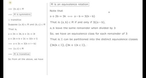 Solved Show That The Given Relation R Is An Equivalence Relation On