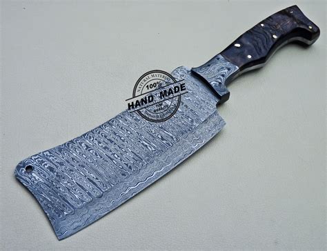 Damascus Cleaver Butchers Knife Custom Handmade Damascus