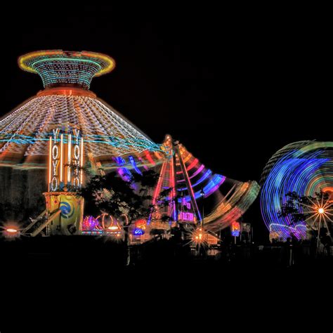 Carnival Rides At Night 02 SQ Format Photograph by Thomas Woolworth - Pixels