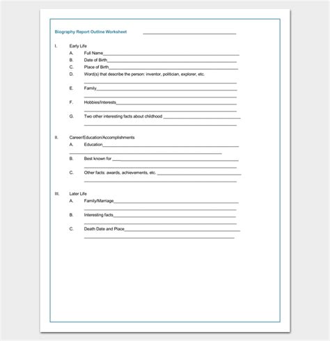 Biography Outline Templates Examples For Word And Pdf