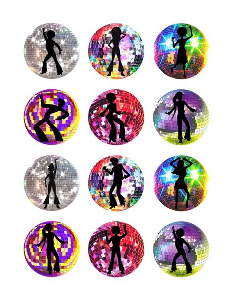 Disco Cupcake Toppers 70s Theme Disco Ball Birthday Music Etsy