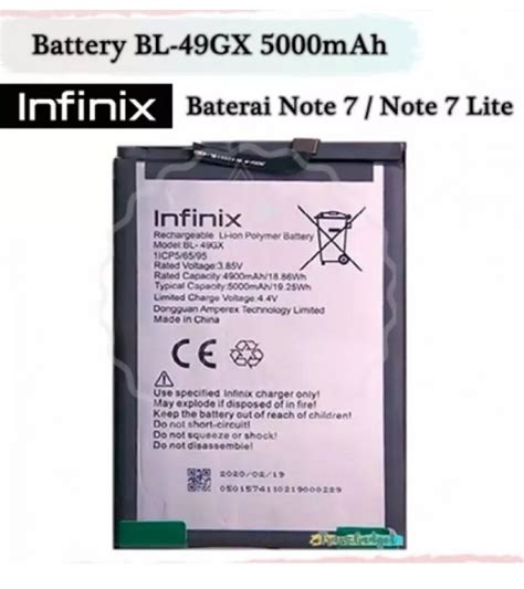 Infinix Bl 49gx Battery Replacement For Note 7 Note 7 Lite With 5000mah Capacity Black Sale