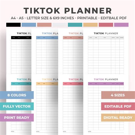 Tiktok Planner Printable Tiktok Planner Tiktok Strategy Plan Digital