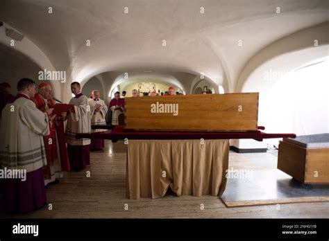 The Coffin Of Pope Emeritus Benedict Xvi In The Vatican Crypt On