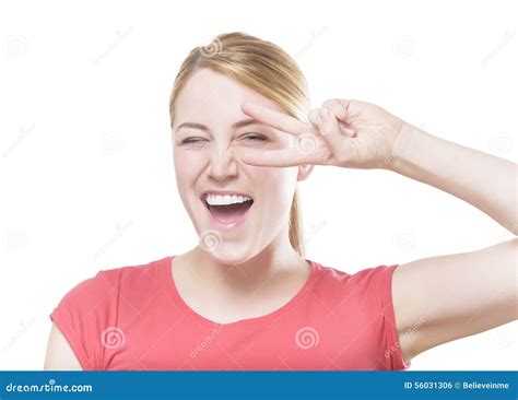 Blonde With Open Mouth And Fingers Stock Photo Image Of Fingers Cute