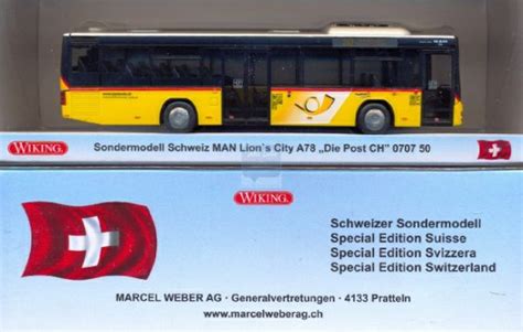 2015 WIKING 0707 50 Postauto Ch MAN Lions City Hp WIKING Neuheiten