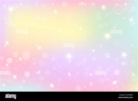 Rainbow Fantasy Background Holographic Illustration In Pastel Colors