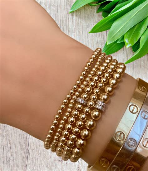 Gold Filled Ball Bead Stretch Bracelets 2 5mm 3mm 4mm 5mm Etsy