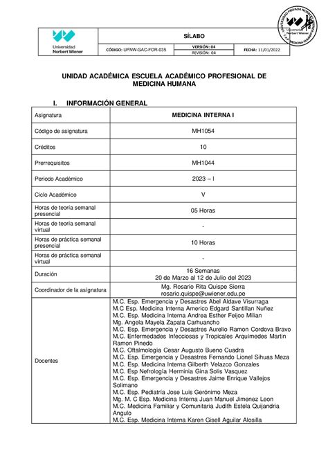 UPNW 2023 I Medicina Interna I MH1054 Eapmh CDIGO UPNW GAC FOR