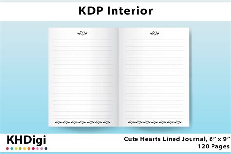 Kdp Interior Hearts Lined Notebook 6x9 Graphic By Khdigi · Creative