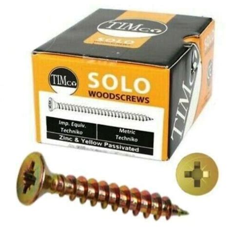 Timco Solo Yellow Pozi Countersunk Woodscrew Wood Screws Flat Phillips Head Zinc Ebay