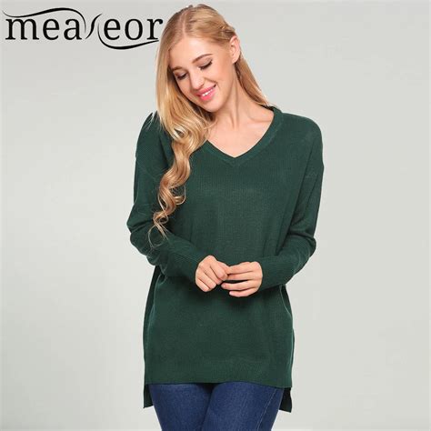 Buy Meaneor Women Pullover Sweater Autumn V Neck Long