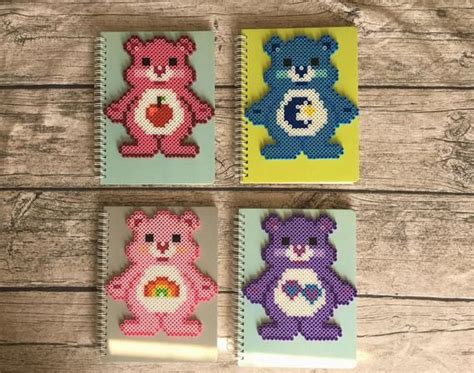 Care Bears Perler Bead Pixel Art Notebook Retro Cartoon Etsy Diy Xmas Ts Halloween