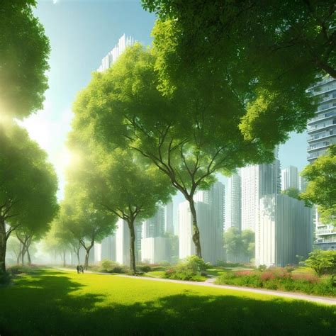 Premium Photo | Landscape view of future city with eco green park ...